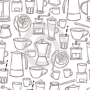 ÃÂ¡offee makers  and grinders. Vector   pattern